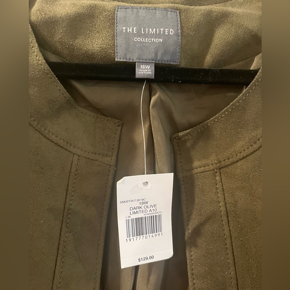 Limited Olive Green Women's Faux Suede Open Duster Jacket Plus Size 18 - Picture 4 of 7
